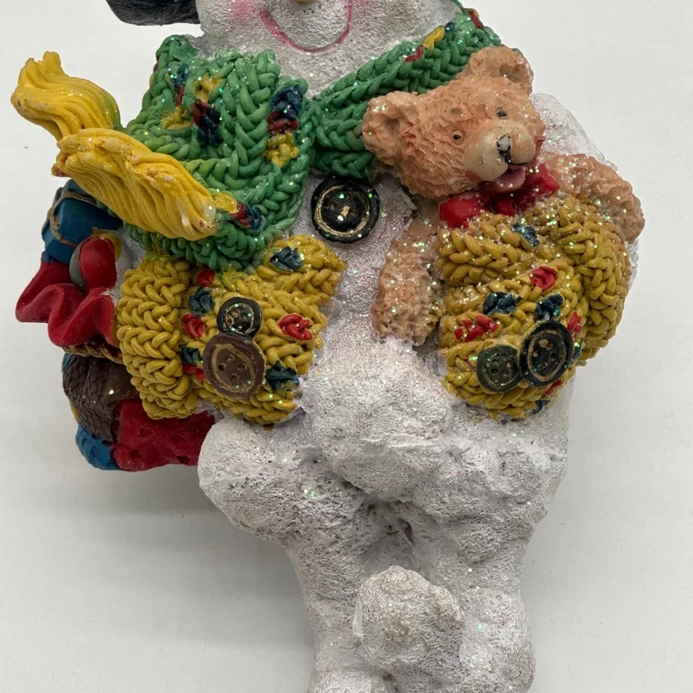 Snowman Shelf‎ Sitter Figurine, Wearing Scarf & Hat Holding Gifts, World Bazzars